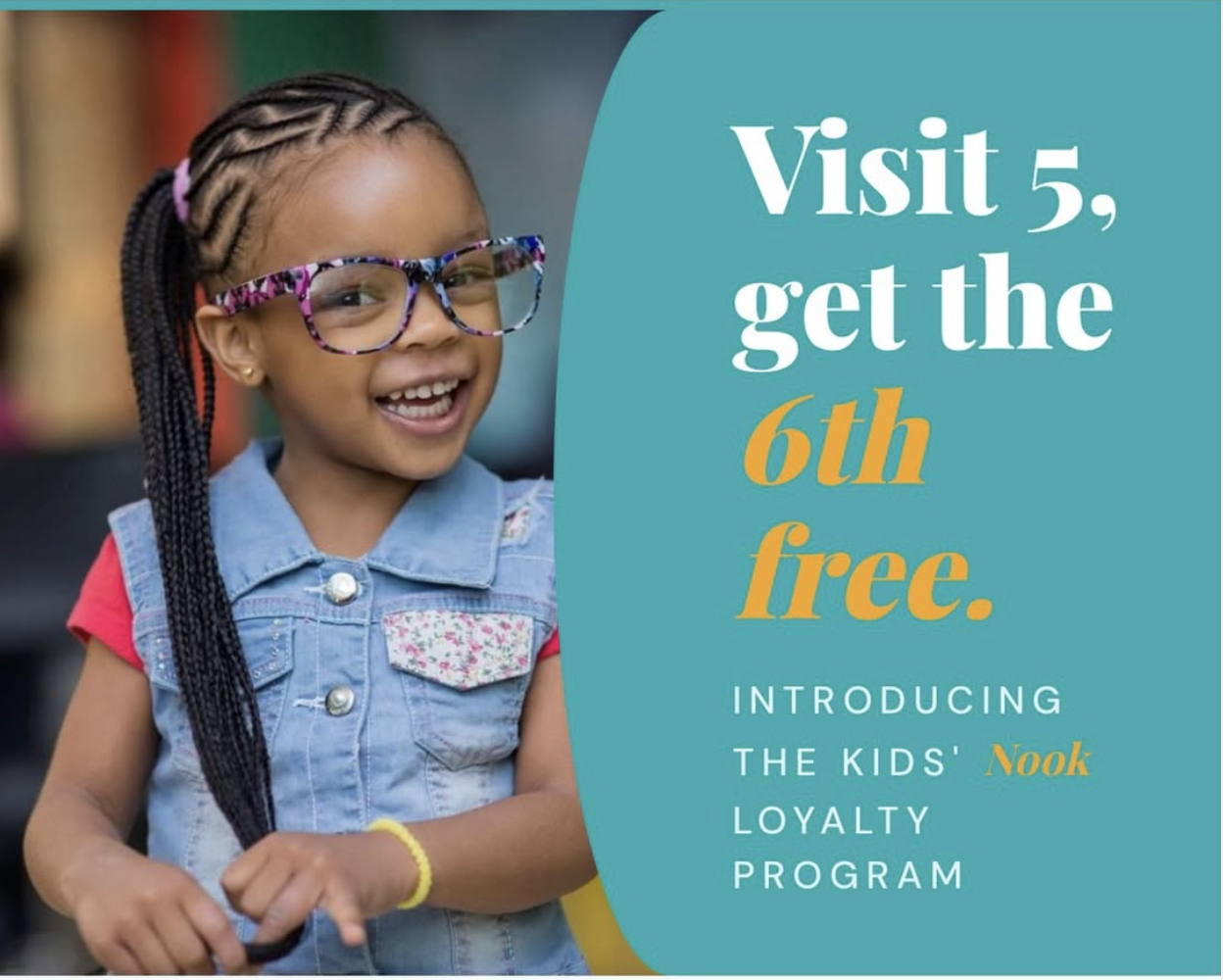 Kids' Nook loyalty program — visit 5, get the 6th free
